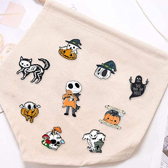 カスタム亜鉛合金安全ピンハ​​ロウィン秋エナメルラペルピン